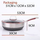 idrop [ 30CM ] SUS316 Stainless Steel Nonstick Honeycomb Cooking Wok with Glass Lid / Kuali Memasak Keluli Tahan Karat / 30CM不锈钢内外蜂窝雪平锅