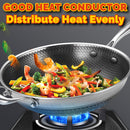 idrop 34cm Stainless Steel Non-Stick Cooking Wok with Full Stainless Steel Lid Cover