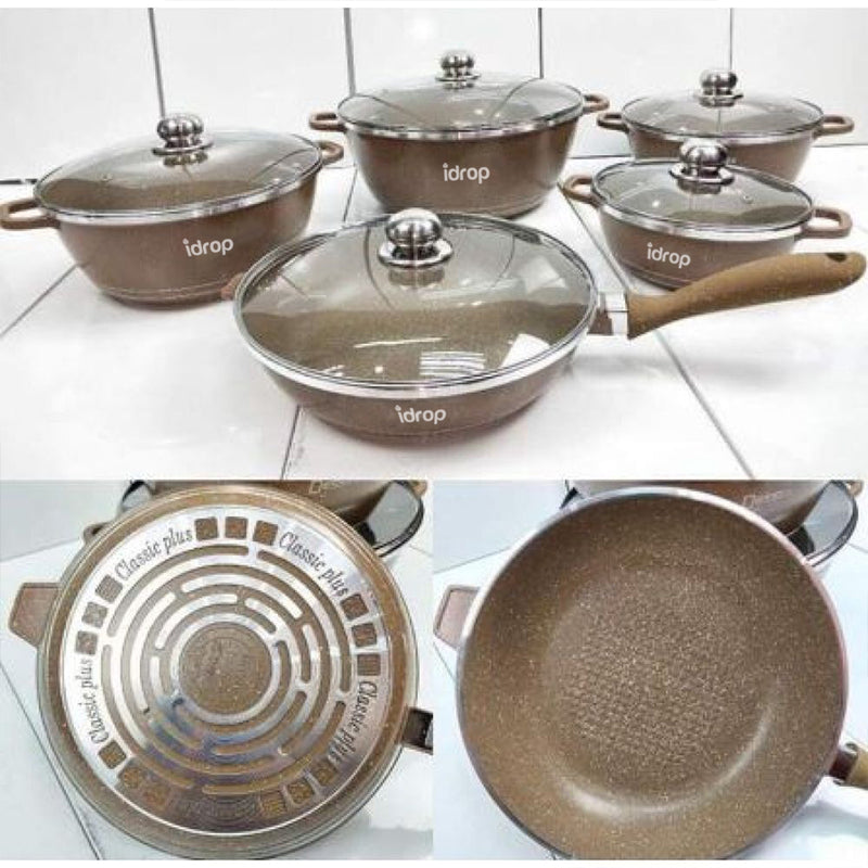idrop [ 13PCS ]  Ceramic Granite Alloy Non Stick Coating Kitchen Cooking Deep Fry Pan Pot Casserole Set  / Set Periuk Memasak [ Include FREE Gift ]