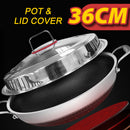 idrop [ 36CM ] Honeycomb Nonstick Stainless Steel SUS316 Cooking Wok with Full Lid Cover / Kuali Memasak Keluli Tahan Karat / 蜂窝不粘不锈钢SUS316炒锅半全盖