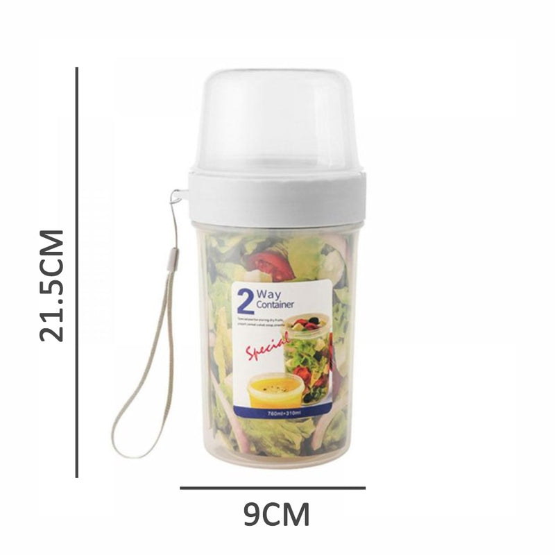 idrop [ 310ml + 760ml ] 2-Way Food Container Storage / Botol Bekas Simpan Makanan Dua Dalam Satu / 310+760ML干鲜两用分隔保鲜罐