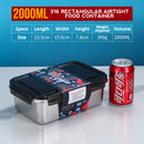 idrop [ 1000ml + 2000ml ] SUS316 Stainless Steel Antibacterial Rectangle Food Container Food Grade Heat Resistant Lunch Box / Bekas Makanan Keluli Tahan Karat Tahan Panas / 316材质抗菌不锈钢2件套保鲜盒长方形(1000ML+2000ML)
