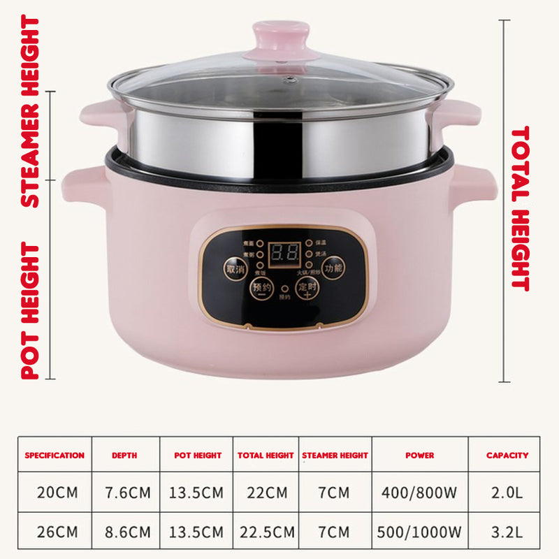 idrop [ 20CM / 26CM ] Smart Electric Cooking Pot with Steamer Layer / Periuk Memasak & Stim Electric / 智能电蒸煮炒锅
