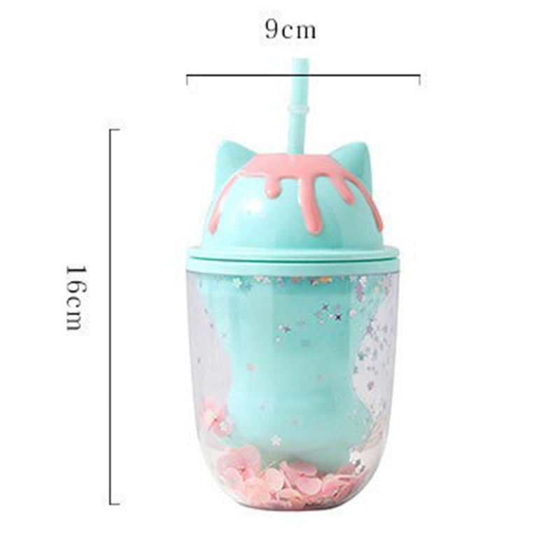 idrop [ 300ml ] Cat Paw Double Layer Drinking Cup / Cawan Minuman Bentuk Kucing / 卡通杯