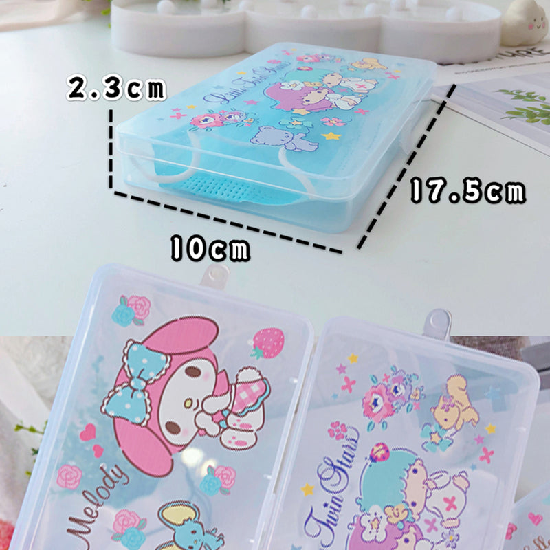 idrop Face Mask Portable Storage Transparent Container Box with Cartoon Decoration