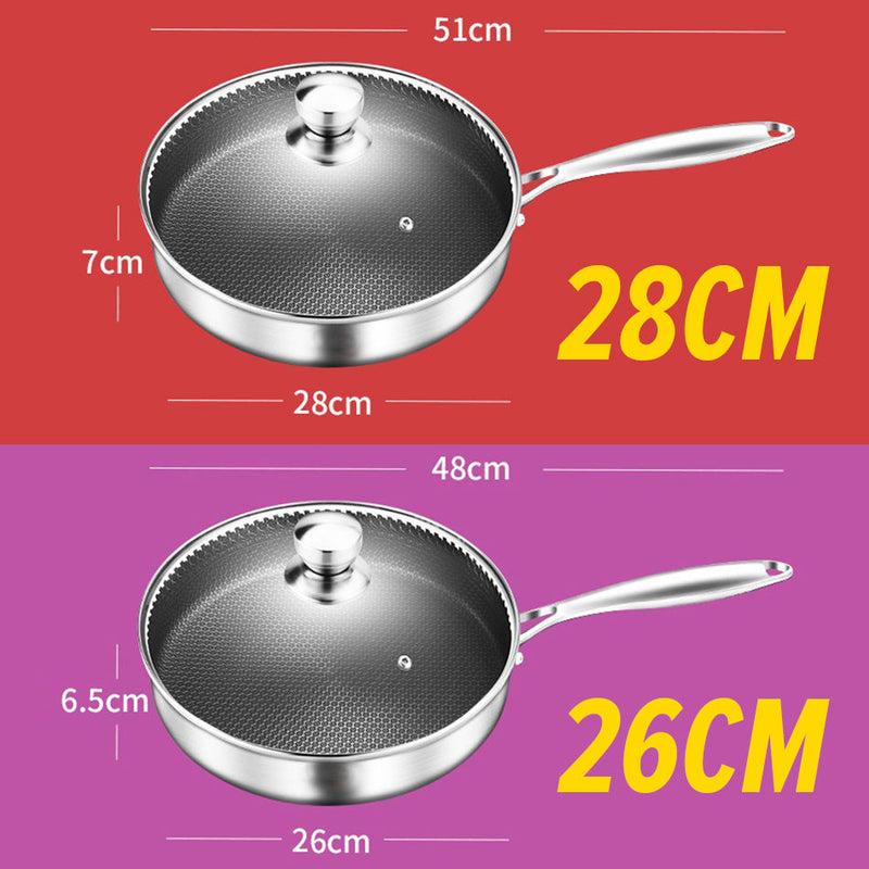 idrop [ 26cm / 28cm ] SUS304 Stainless Steel Nonstick Honeycomb Seven Layer Frypot Cooking Frying  Pan