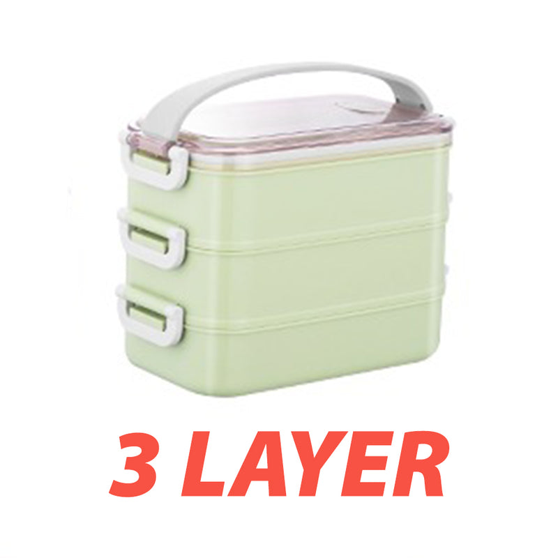 idrop [ 1200ml 2 LAYER / 1800ml 3 LAYER ] Heat Insulated Portable Lunchbox / Bekas Makanan Mudah Alih / 二&三层长方形U形扣饭盒