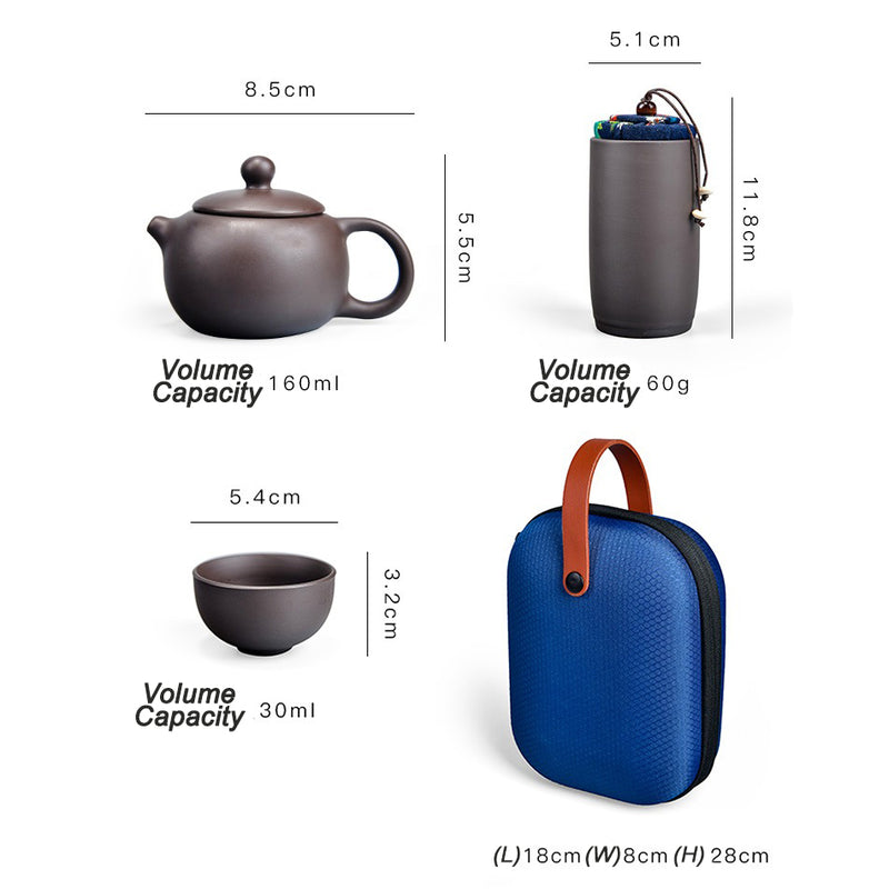 idrop [ PREMIUM GIFT ] Portable Travel Tea Set with Travel Bag / Set Minum Teh Saguhati Mudah Alih / 紫砂旅行茶具包套装