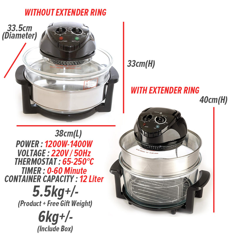 idrop [ 8 IN 1 ] 12 LITER Multifunction Halogen Oven Cooker 1200-1400W / Periuk Ketuhar Halogen Pelbagai Fungsi / 【8合1】12升多功能卤素烤箱灶1200-1400W