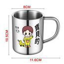 idrop [ 400ml ] Family Theme Drinking Cup SUS304 Stainless Steel [ 1PC ] / Cawan Minum Tema Keluarga Keluli Tahan Karat / 不锈钢大号马克杯400ML(内外304加贴花 )(无盖无盒)