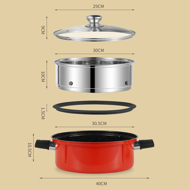 idrop [ 30CM ] Omnipotent Cooker Multifunction Maifan Stone Coating Nonstick Hotpot & Steamer / Periuk Masak & Stim Tidak Lekat / 30CM思玛特全能锅