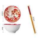 idrop [ 6PCS ] CNY Chinese Lunar New Year Ceramic Bowl Set With Chopsticks / Set Mangkuk Seramik dan Chopstick /  陶瓷套装(虎) 虎虎生威6碗6筷陶瓷套装