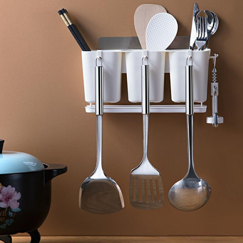idrop Wall Mounted 3-Cup Kitchen Utensil Drainage Holder