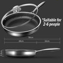 idrop [ 28CM ] 7 LAYER SUS316 Stainless Steel Honeycomb Nonstick Cooking Frying Pan / Kuali Memasak Tidak Lekat Keluli Tahan Karat / (316内外蜂窝)28CM双面屏煎盘(玻璃盖)(直 身)