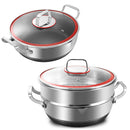 idrop [ 30CM ] 2 LAYER SUS316 Stainless Steel Nonstick Honeycomb Cooking Wok & Steamer / Periuk Kuali Memasak & Stim Dua Tingkat Keluli Tahan Karat Dan Tidak / 316不锈钢双面蜂窝双耳小资锅+蒸笼(汤蒸锅)30CM