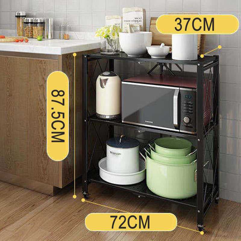 idrop 3 LAYER Foldable Portable Space Saving Kitchen Storage Shelf Rack