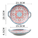 idrop Double Ear Round Ceramic Plate Tray / Dulang Pinggan Makan Seramik Bulat / 陶瓷圆形双 耳盘