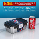 idrop [ 600ml + 1400ml + 2800ml ] SUS316 Stainless Steel Antibacterial Rectangle Food Container Food Grade Heat Resistant Lunch Box / Bekas Makanan Keluli Tahan Karat Tahan Panas / 316材质抗菌不锈钢2件套保鲜盒长方形(600ML+1400ML + 2800ml)