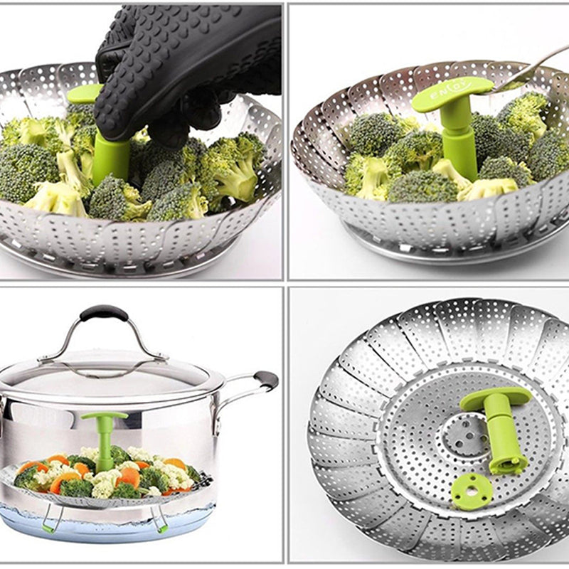 idrop Stainless Steel Steamer & Drainer Foldable Portable Compact Stand