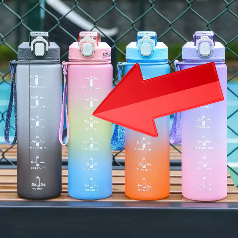 idrop [ 2 IN 1 ] Gradient Color Drinking Water Bottle Set [ 1000ml + 460ml ] / Set Botol Minuman Warna Warni  2 Dalam 1