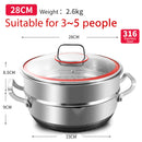 idrop [ 26CM / 28CM ] Stainless Steel Honeycomb Nonstick Cooking Wok SUS316 Heightened Hotpot With Steamer Layer / Periuk Memasak Keluli Tahan Karat dan Pengukus / (全满内蜂窝)26CM/28CM不粘SUS316加高火锅带蒸格