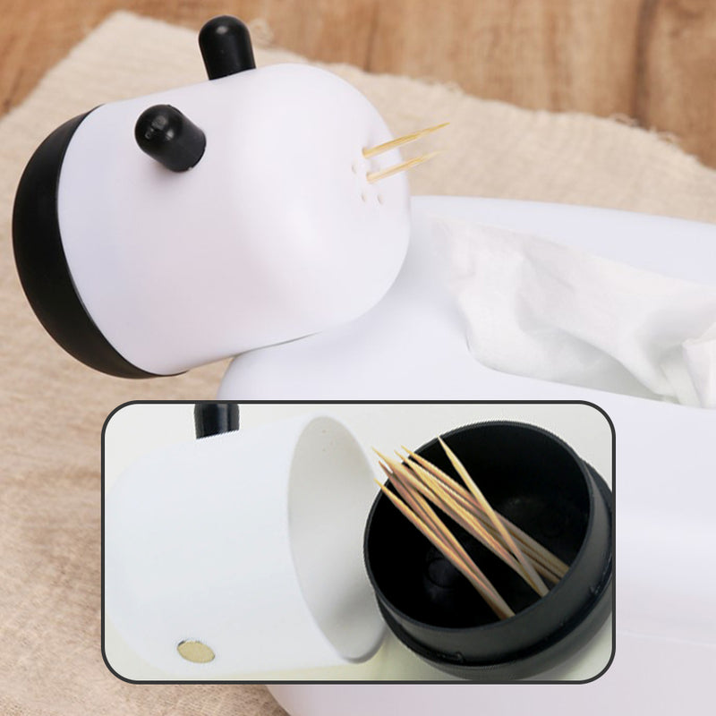 idrop 2 IN 1 Cute Cow Tissue Box Holder & Toothpick Container