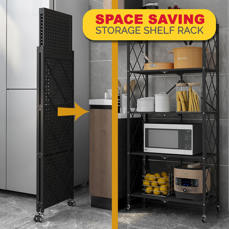 idrop 4 LAYER / 5 LAYER Foldable Portable Space Saving Kitchen Storage Shelf Rack