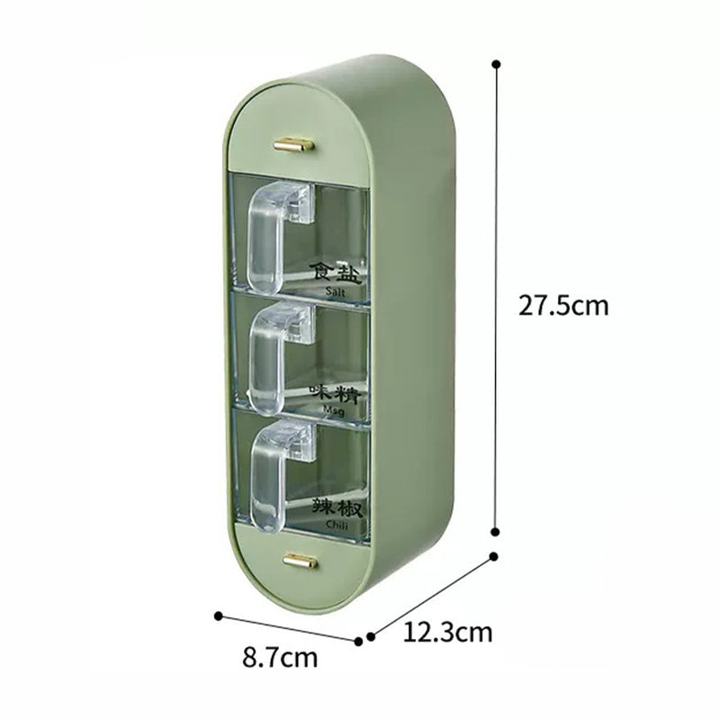 idrop Wall Mounted Vertical Seasoning Storage Box 5-Grid / Bekas Penyimpanan Perempah / (强力胶)5012