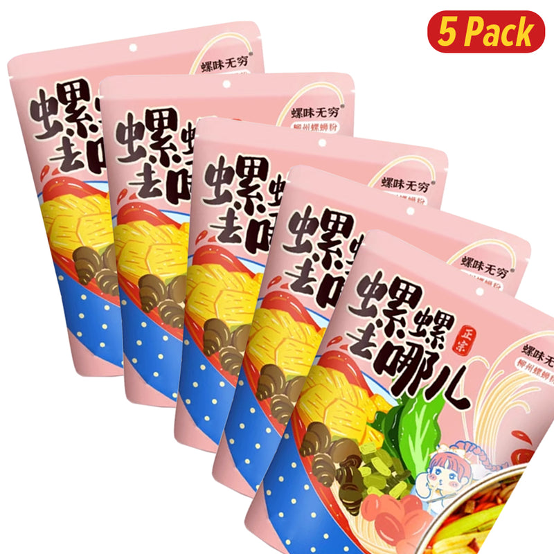 idrop [ 5 Pack / 10 Pack ] Authentic Snail Flavor Thick Soup Instant Noodle / Mi Segera Perisa Siput / 螺味无穷300g广西柳州螺蛳粉正宗特产螺狮粉袋装螺丝粉速食