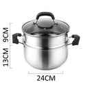 idrop [ 22CM / 24CM ] Stainless Steel Soup Pot [ 1 Layer / 2 layer ] / Periuk Masak Sup / 22CM弧型汤锅 24CM二层弧型汤锅(汤蒸锅)(带格)(复底玻 璃盖)(彩丰)SOUP POT