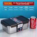 idrop [ 600ml + 1400ml + 2800ml ] SUS316 Stainless Steel Antibacterial Rectangle Food Container Food Grade Heat Resistant Lunch Box / Bekas Makanan Keluli Tahan Karat Tahan Panas / 316材质抗菌不锈钢2件套保鲜盒长方形(600ML+1400ML + 2800ml)