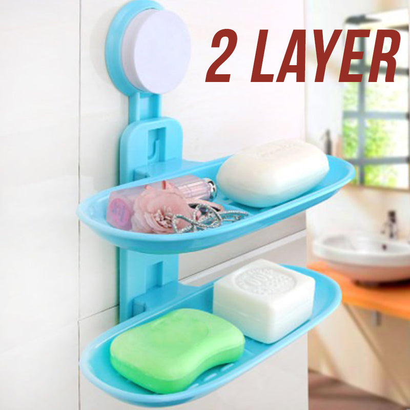 idrop Wide Soap & Toiletry Bathroom Accessory Wall Mount Storage Rack [ 1 Layer / 2 Layer ]