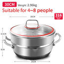 idrop [ 30CM ] 2 LAYER SUS316 Stainless Steel Nonstick Honeycomb Cooking Wok & Steamer / Periuk Kuali Memasak & Stim Dua Tingkat Keluli Tahan Karat Dan Tidak / 316不锈钢双面蜂窝双耳小资锅+蒸笼(汤蒸锅)30CM