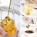 idrop [ 6pcs ] Golden Color Long Handle Floral Teaspoon / Sudu Teh Panjang / (6P/SET)长柄小茶匙(金色)
