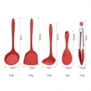 idrop [ 5PCS ] Kitchen Silicone Cooking Utensil Set / Set Dapur Alat Memasak / 硅胶厨具5件套(红黑混 )