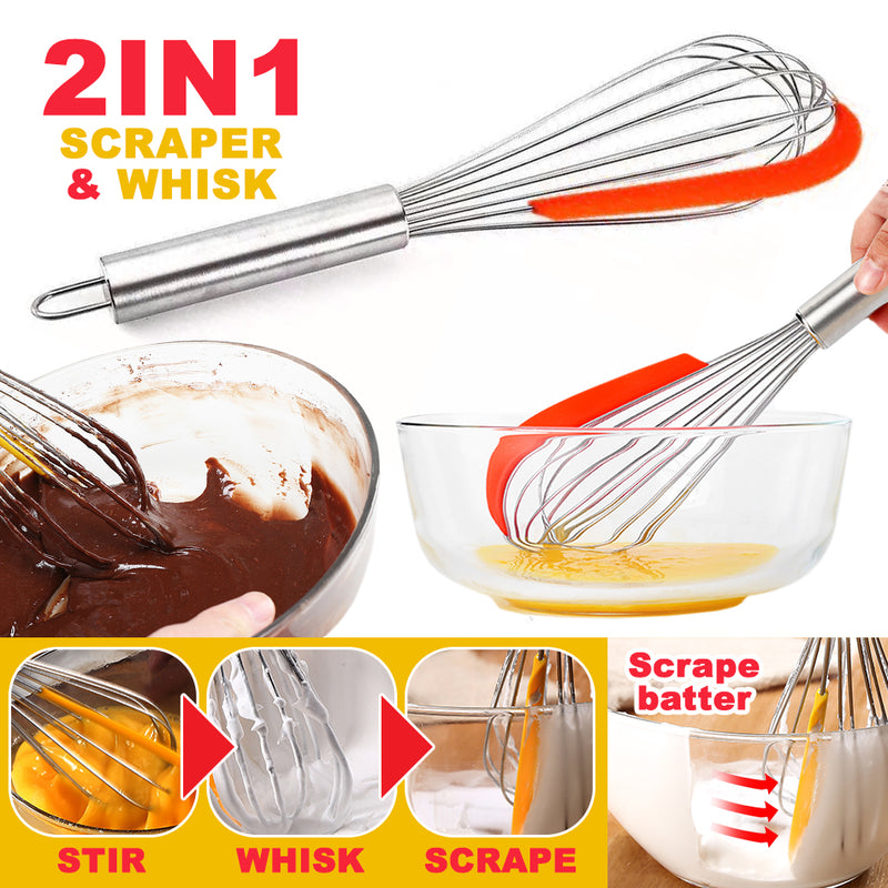 idrop 2 IN 1 Kitchen Stir Whisk & Silicone Batter Scraper