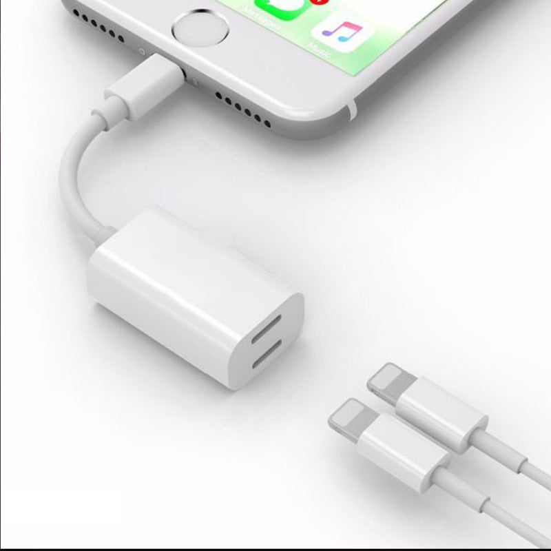 idrop Y Cable Dual Lightning Adapter Audio Charge Jacks Double Functionality Charging Listening Headphone Audio  For iPhone 7