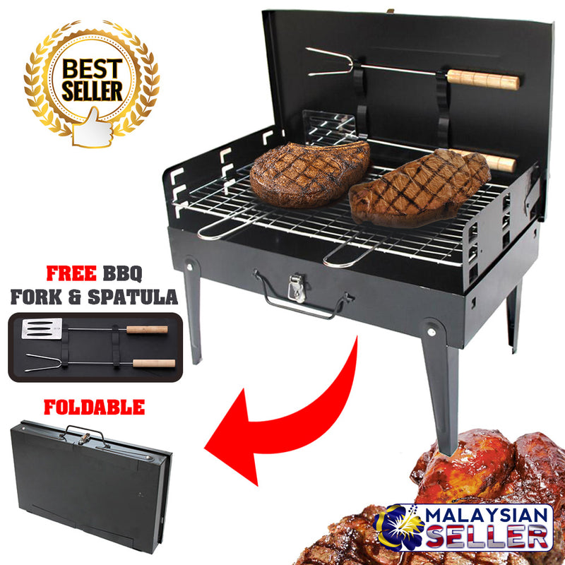 idrop HZA 14 Compact & Portable Outdoor BBQ Grill Mesh Barbecue Suitcase [ FREE Fork & Spatula ]
