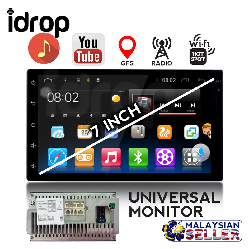 idrop Universal Car Touchscreen Screen Monitor | Radio - Entertainment - GPS Navigation [ 7 INCH SCREEN ]