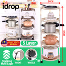 idrop 5 LAYER Multilayer Mobile Portable Household Kitchen Rack Shelf with Wheels