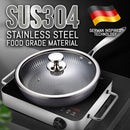 idrop 28/30CM Nonstick Stainless Steel Cooking Wok Frying Pan