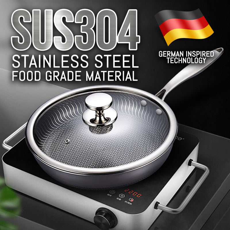 idrop 28/30CM Nonstick Stainless Steel Cooking Wok Frying Pan