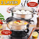 idrop [ 28CM ] 2 Layer Stainless Steel Cooking Wok Pot & Steamer / Periuk Memasak dan Masak Stim / 2层不锈钢炒锅和蒸锅