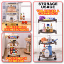 idrop 5 LAYER Multilayer Mobile Portable Household Kitchen Rack Shelf with Wheels