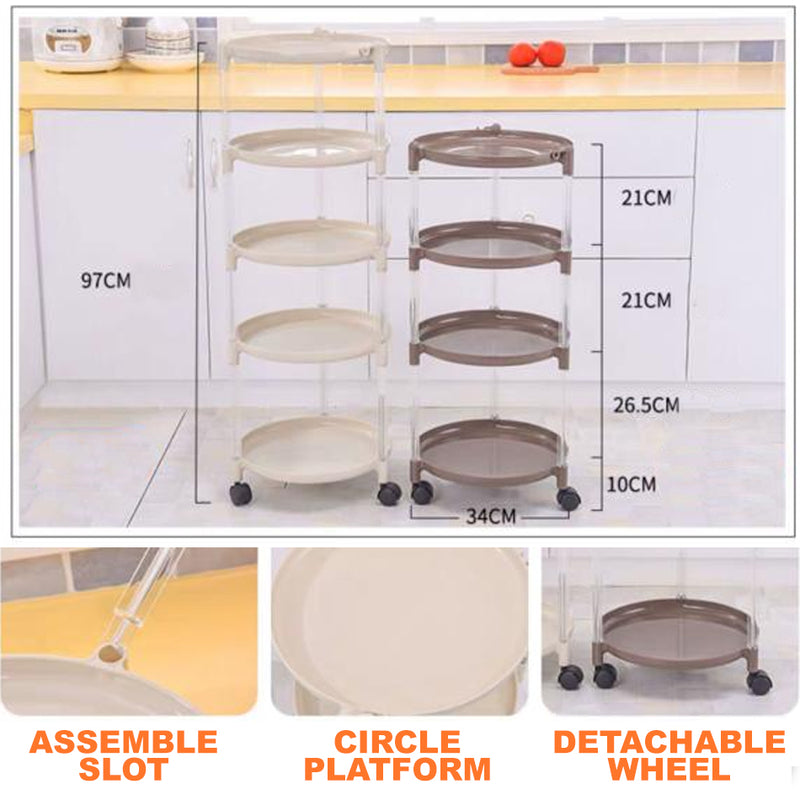 idrop 5 LAYER Multilayer Mobile Portable Household Kitchen Rack Shelf with Wheels