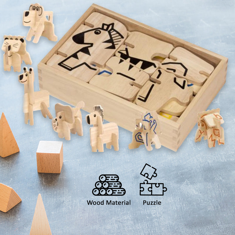 idrop Classics Animal Creation Wood Puzzle Set for Kids Children [BR-34653]