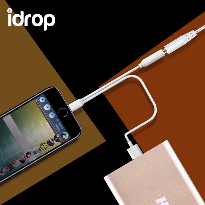 idrop Lightning to Female 3.5mm Audio AUX Cable USB Charge Sync Data for Apple iPhone