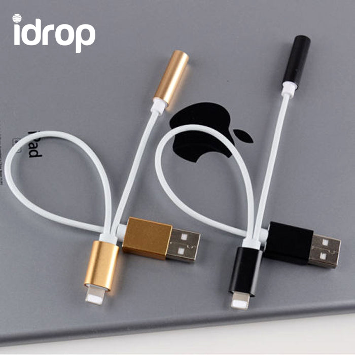 idrop Lightning to Female 3.5mm Audio AUX Cable USB Charge Sync Data for Apple iPhone