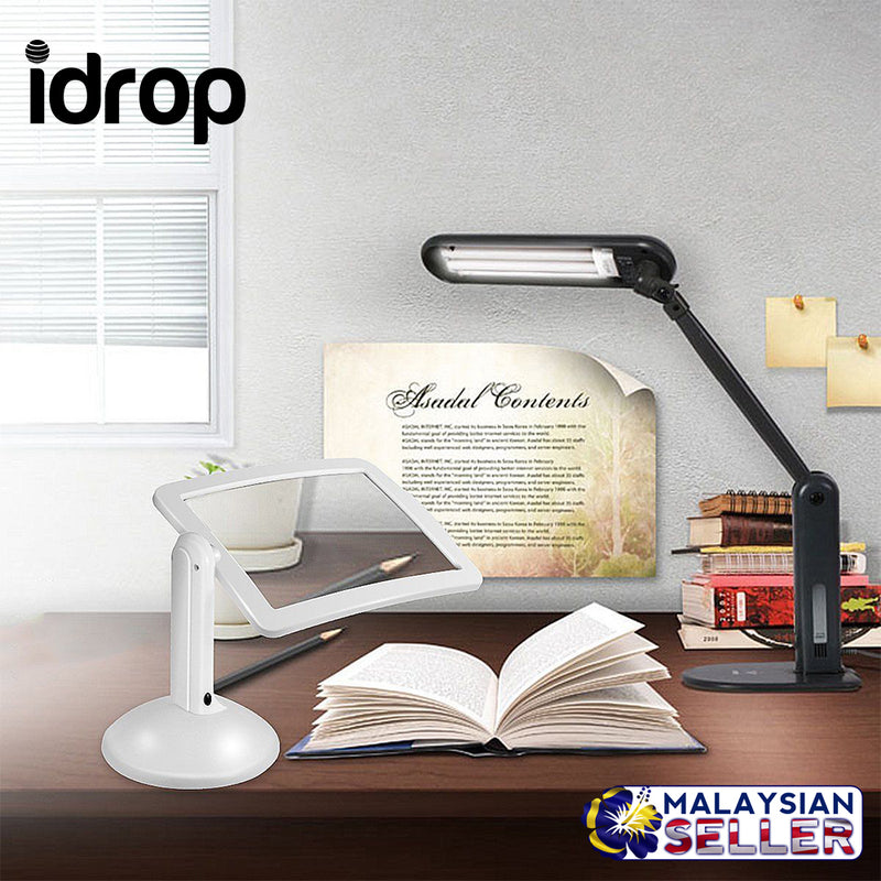 idrop Magnifier Brighter Viewer 180 Degree Rotation LED Light 3X Magnifying Reading
