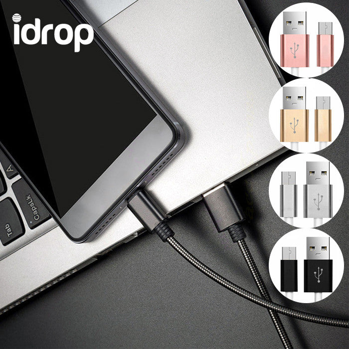 idrop USB Type C Flexible Stainless Steel Data Sync Charge Cable For LG / Huawei / Xiaomi
